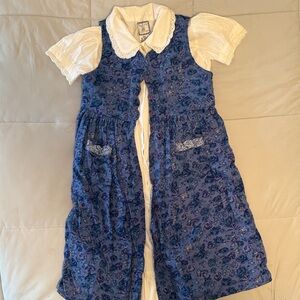 Elegant Blue Floral Kids Formal Dress